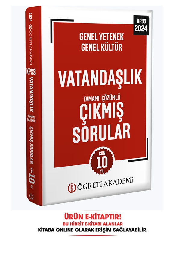 2024 KPSS Genel Yetenek Genel Kültür Vatandaşlık Tamamı Çözümlü Çıkmış Sorular E-Kitap