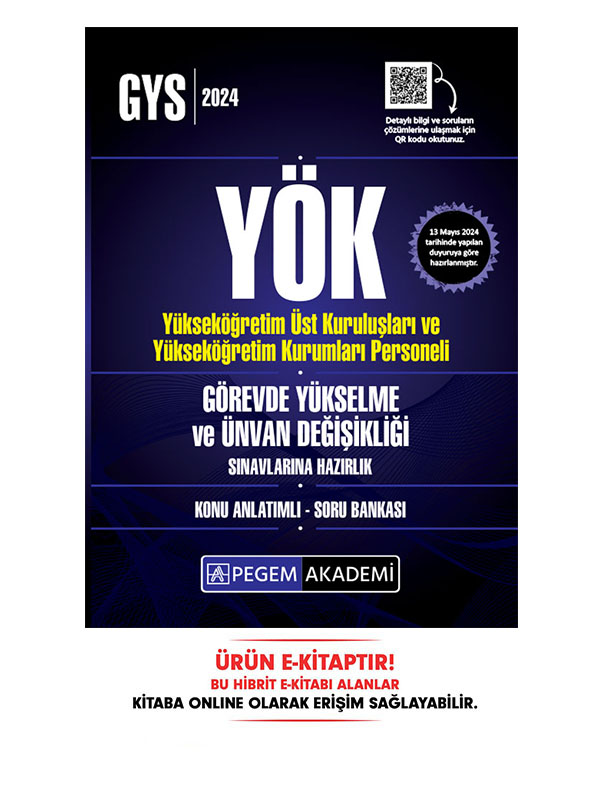 2024 YÖK Görevde Yükselme ve Ünvan Değişikliği Konu Anlatımlı Soru Bankası E-Kitap