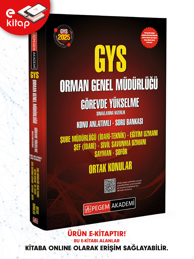 2025 GYS Orman Genel Müdürlüğü Görevde Yükselme Sınavlarına Hazırlık Konu Anlatımlı Soru Bankası E-Kitap - ORTAK KONULAR 2025 GYS Orman Genel Müdürlüğü Görevde Yükselme Sınavlarına Hazırlık Konu Anlatımlı Soru Bankası E-Kitap - ORTAK KONULAR