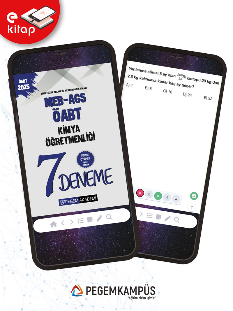 2025 MEB-AGS-ÖABT Kimya Öğretmenliği Tamamı Çözümlü 7 E-Deneme