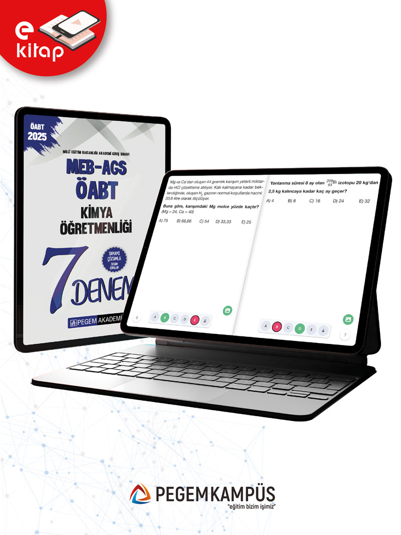 2025 MEB-AGS-ÖABT Kimya Öğretmenliği Tamamı Çözümlü 7 E-Deneme