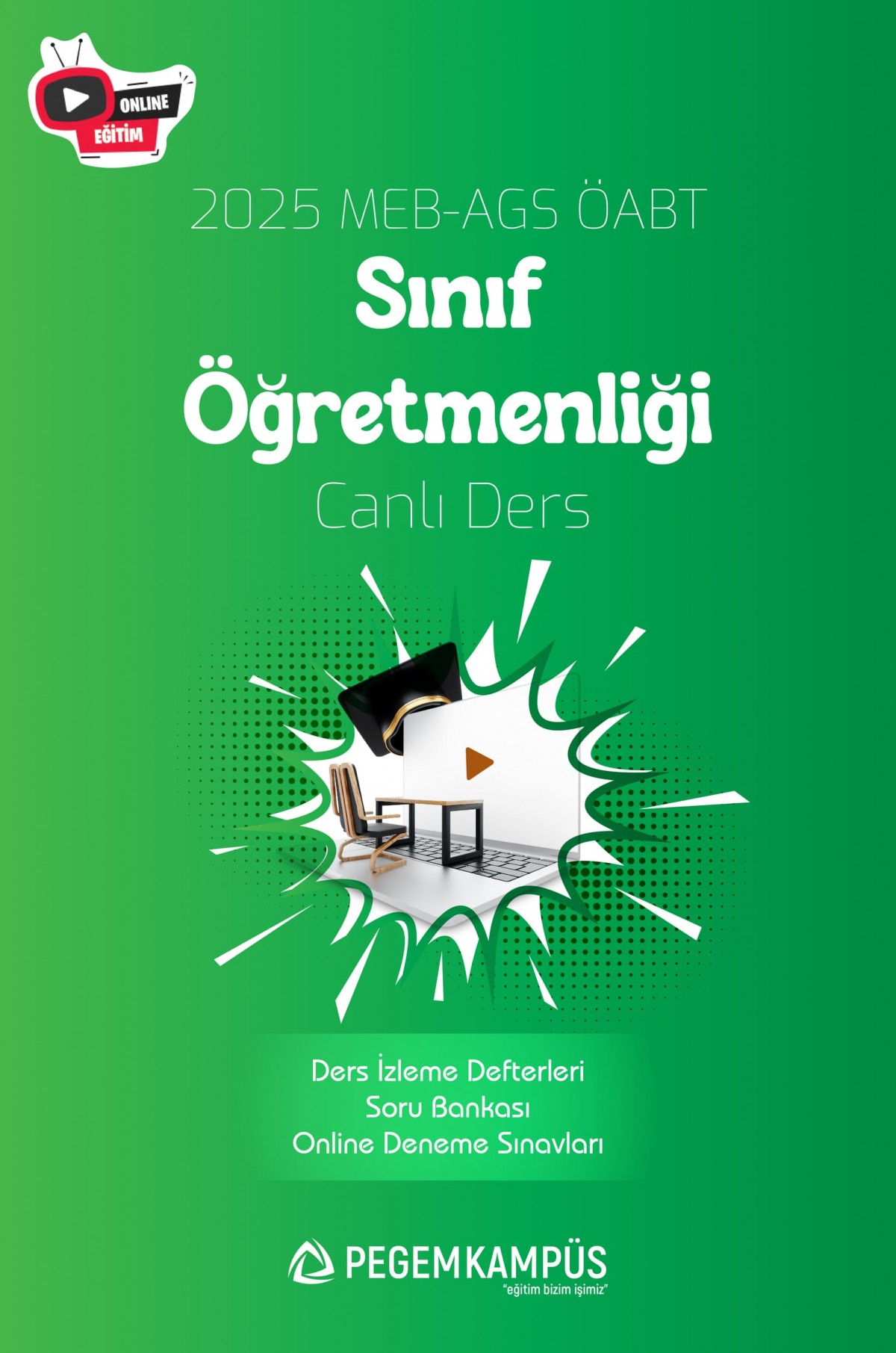 2025 MEB-AGS ÖABT Sınıf Öğretmenliği Canlı Ders + Ders İzleme Defteri + Soru Bankası