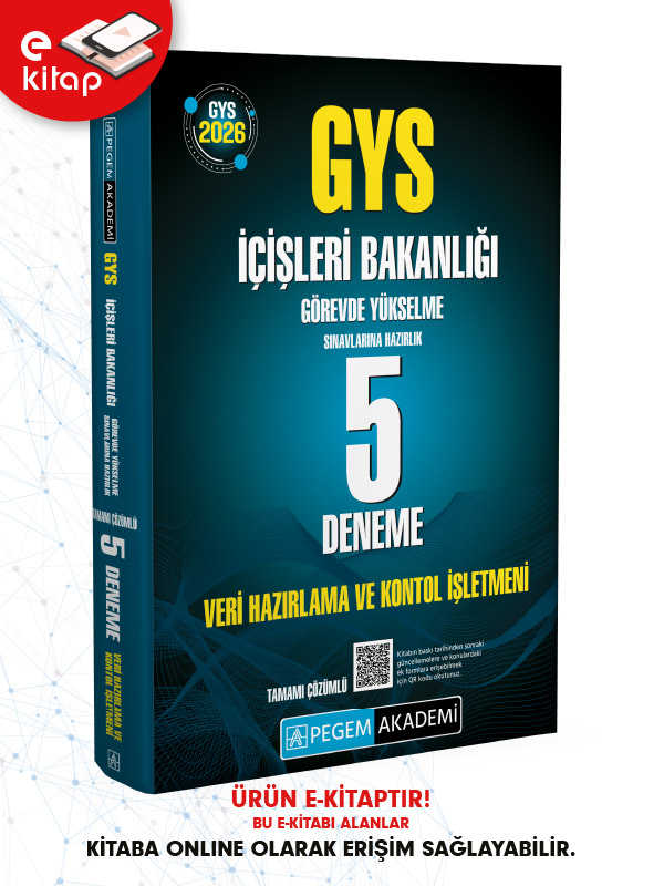 2026 GYS İçişleri Bakanlığı Görevde Yükselme Sınavlarına Hazırlık Tamamı Çözümlü 5 Deneme Veri Hazırlama ve Kontrol İşletmeni E-Kitap 2026 GYS İçişleri Bakanlığı Görevde Yükselme Sınavlarına Hazırlık Tamamı Çözümlü 5 Deneme Veri Hazırlama ve Kontrol İşletmeni E-Kitap
