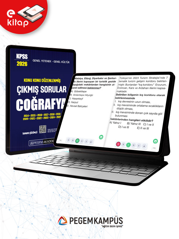 2026 KPSS Genel Yetenek Genel Kültür Konu Konu Düzenlenmiş Tamamı Çözümlü Çıkmış Sorular COĞRAFYA E-Kitap