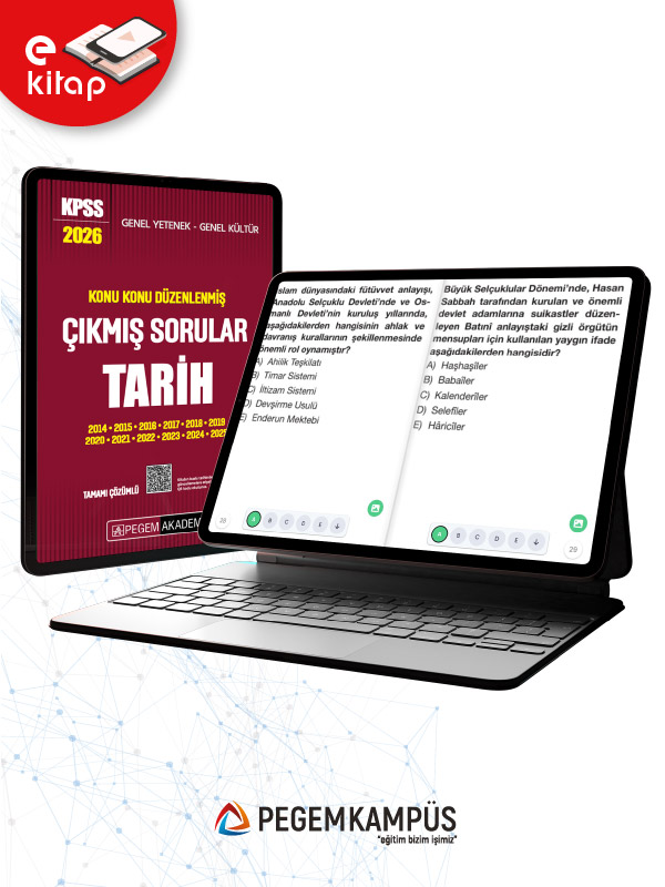 2026 KPSS Genel Yetenek Genel Kültür Konu Konu Düzenlenmiş Tamamı Çözümlü Çıkmış Sorular TARİH E-Kitap