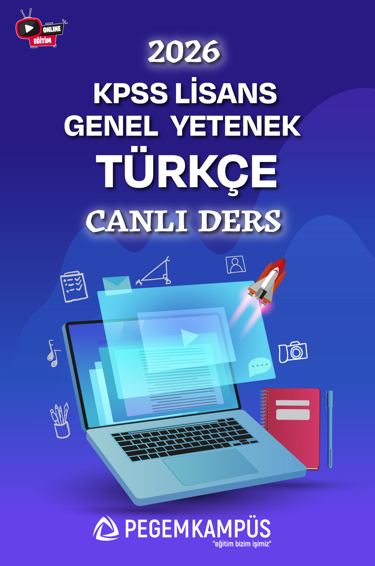 2026 KPSS Lisans Genel Yetenek Türkçe Canlı Ders + Ders İzleme Defteri + Soru Bankası