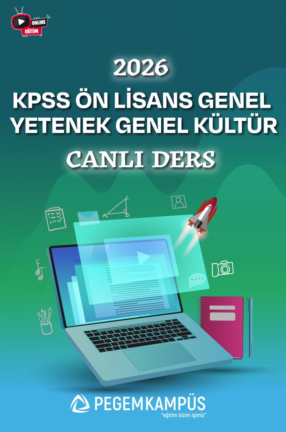 2026 KPSS Ön Lisans Genel Yetenek Genel Kültür Canlı Ders + Ders İzleme Defteri + Soru Bankası
