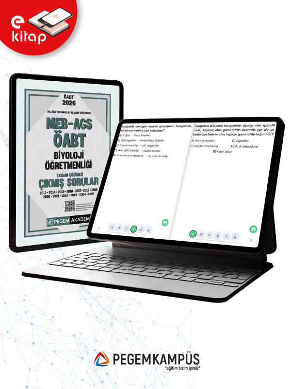 2026 MEB-AGS ÖABT Biyoloji Öğretmenliği Tamamı Çözümlü Çıkmış Sorular (e-kitap)