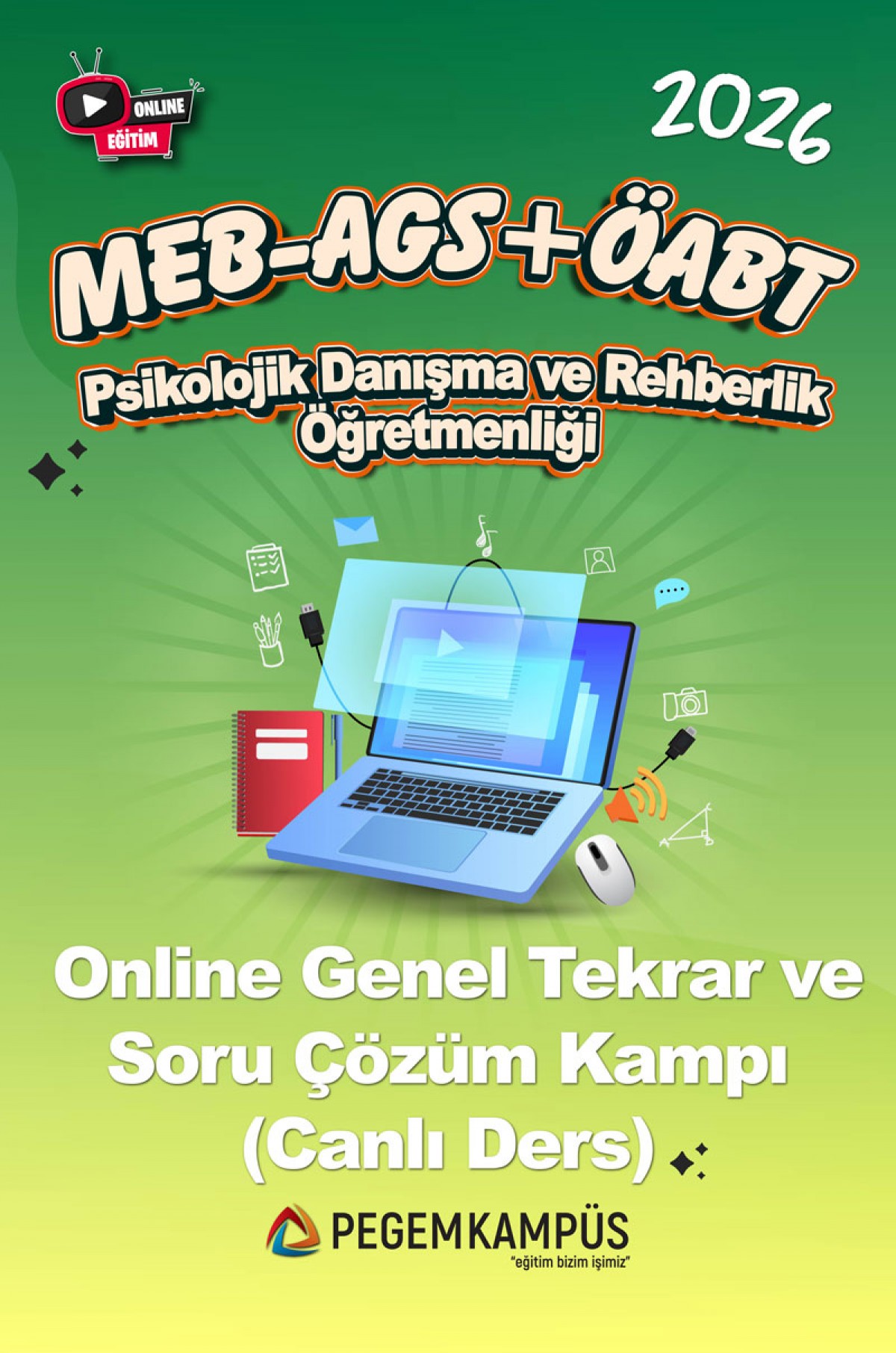 2026 MEB-AGS + ÖABT Psikolojik Danışma ve Rehberlik Öğretmenliği Online Genel Tekrar ve Soru Çözüm Kampı (Canlı Ders)
