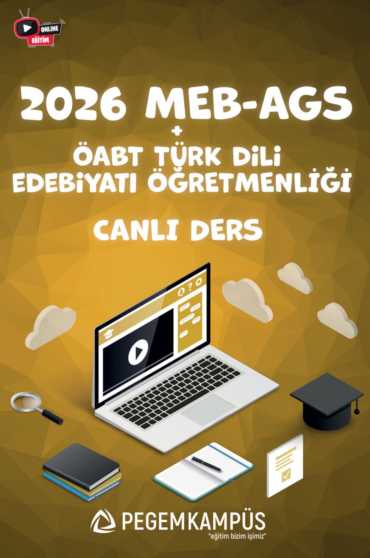 2026 MEB-AGS + ÖABT Türk Dili ve Edebiyatı Öğretmenliği Canlı Dersler + Ders İzleme Defteri + Soru Bankası