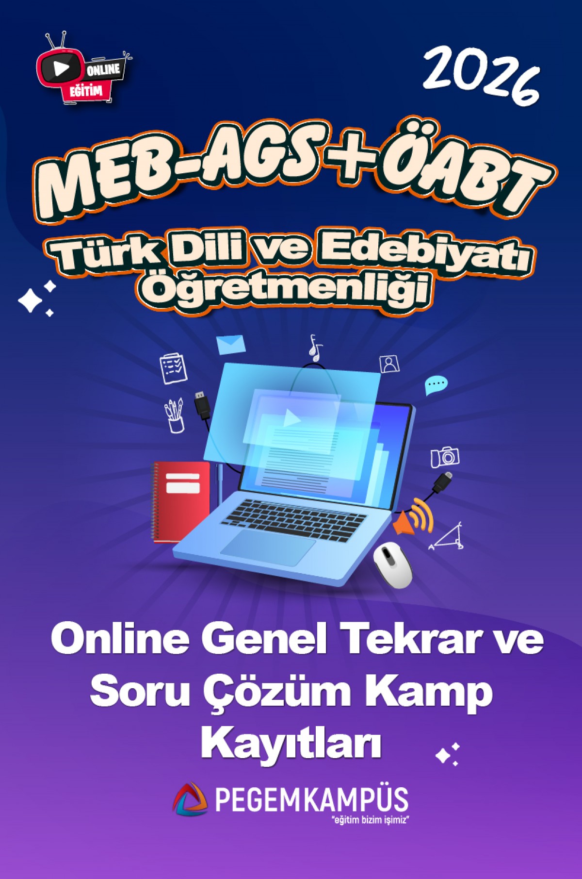 2026 MEB-AGS + ÖABT Türk Dili ve Edebiyatı Öğretmenliği Online Genel Tekrar ve Soru Çözüm Kamp Kayıtları 2026 MEB-AGS + ÖABT Türk Dili ve Edebiyatı Öğretmenliği Online Genel Tekrar ve Soru Çözüm Kamp Kayıtları