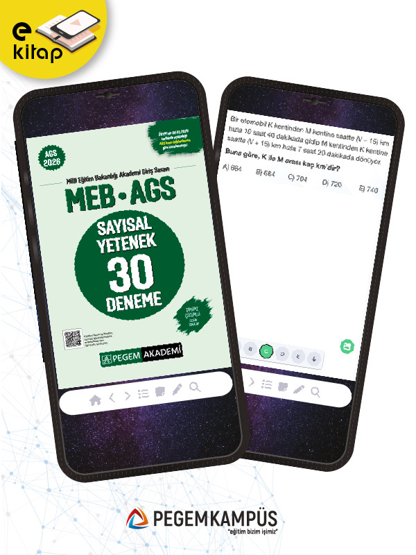 2026 MEB-AGS Sayısal Yetenek Tamamı Çözümlü 30 Deneme E-Kitap