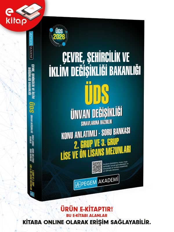 2026 ÜDS Çevre Şehircilik ve İklim Değişikliği Bakanlığı ÜDS Ünvan Değişikliği Sınavlarına Hazırlık Konu Anlatımlı Soru Bankası E-Kitap - 2. Grup ve 3. Grup ÖN LİSANS MEZUNLARI