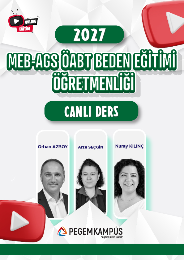 2027 MEB-AGS + ÖABT Beden Eğitimi Öğretmenliği Canlı Dersler + Ders İzleme Defteri + Soru Bankası