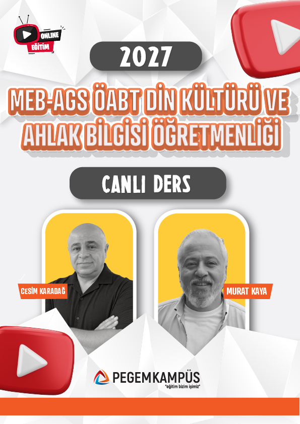 2027 MEB-AGS ÖABT Din Kültürü ve Ahlak Bilgisi Öğretmenliği Canlı Ders + Ders İzleme Defteri + Soru Bankası