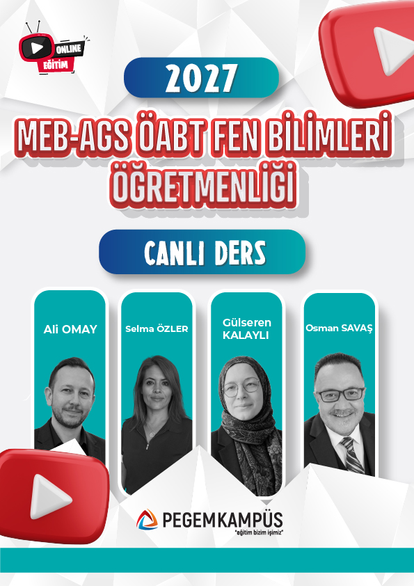 2027 MEB-AGS ÖABT Fen Bilimleri Öğretmenliği Canlı Ders + Ders İzleme Defteri + Soru Bankası