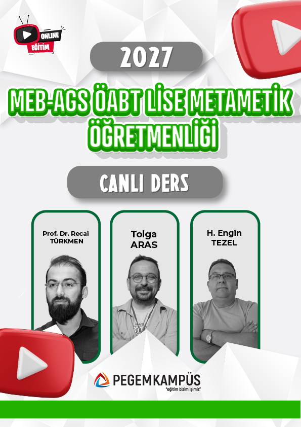 2027 MEB-AGS + ÖABT Lise Matematik Öğretmenliği Canlı Dersler + Ders İzleme Defteri + Soru Bankası