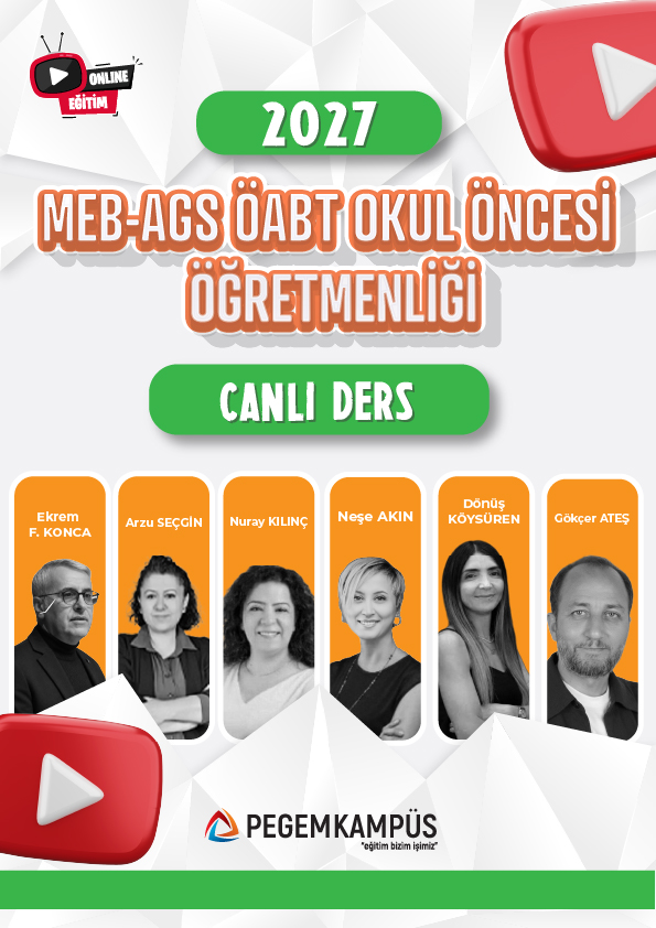 2027 MEB-AGS + ÖABT Okul Öncesi Öğretmenliği Canlı Dersler + Ders İzleme Defteri + Soru Bankası