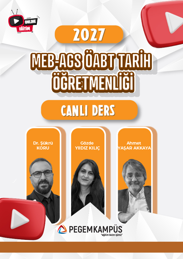 2027 MEB-AGS + ÖABT Tarih Öğretmenliği Canlı Dersler + Ders İzleme Defteri + Soru Bankası