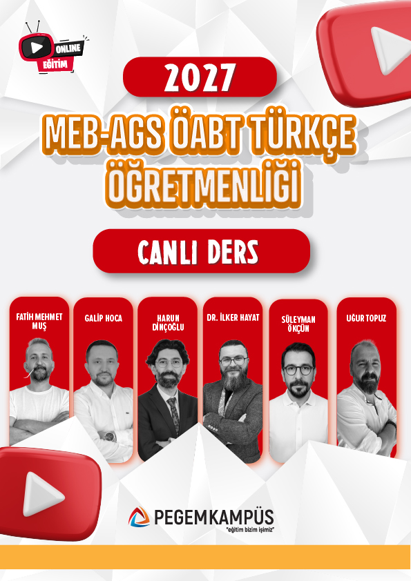 2027 MEB-AGS ÖABT Türkçe Öğretmenliği Canlı Ders + Ders İzleme Defteri + Soru Bankası