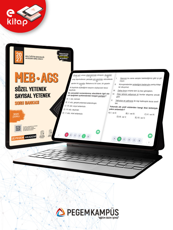 2027 MEB-AGS Sözel Yetenek-Sayısal Yetenek Tamamı Çözümlü E-Soru Bankası