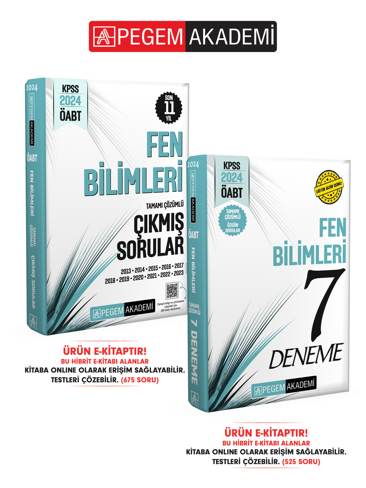 E-KİTAP 2024 KPSS ÖABT Fen Bilimleri  Öğretmenliği Tamamı Çözümlü Deneme + Son 11 Yıl Çıkmış Sorular Seti (2 Kitap)