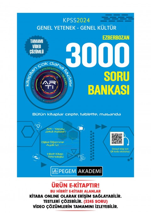 2024 KPSS Genel Yetenek Genel Kültür Ezberbozan 3000 Soru Bankası Hibrit E-Kitap