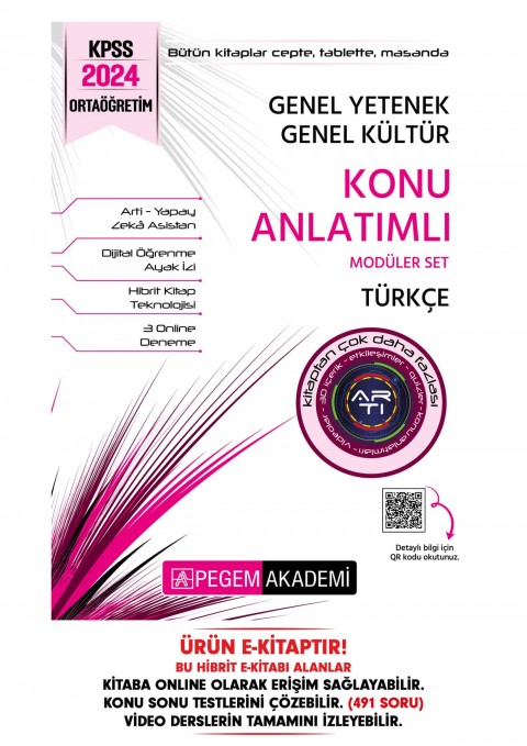 2024 KPSS Genel Yetenek Genel Kültür Ortaöğretim Türkçe Konu Anlatımlı Hibrit E-Kitap