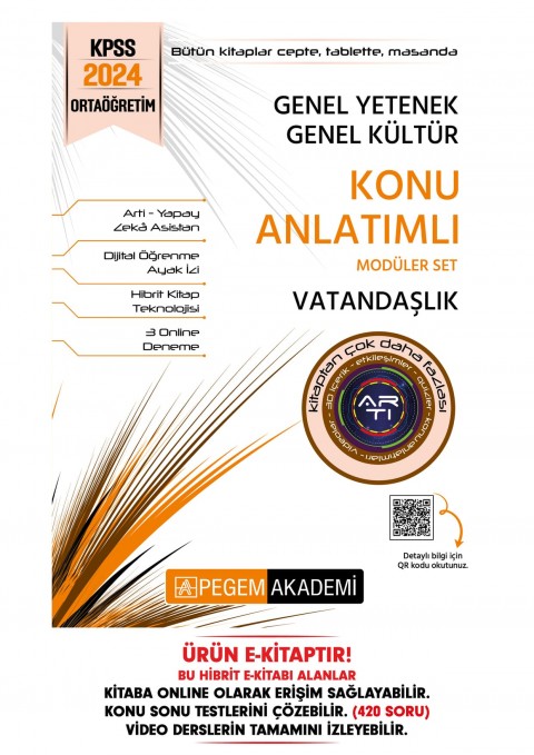 2024 KPSS Genel Yetenek Genel Kültür Ortaöğretim Vatandaşlık Konu Anlatımlı Hibrit E-Kitap