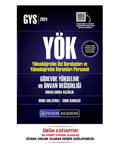 2024 YÖK Görevde Yükselme ve Ünvan Değişikliği Konu Anlatımlı Soru Bankası E-Kitap