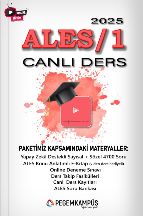 2025 ALES/1 Canlı Ders + Ders İzleme Defterleri + Soru Bankası