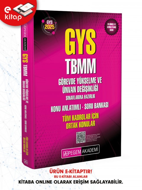 2025 GYS TBMM Görevde Yükselme ve Ünvan Değişikliği Sınavlarına Hazırlık Konu Anlatımlı Soru Bankası E-Kitap - Tüm Kadrolar İçin Ortak Konular