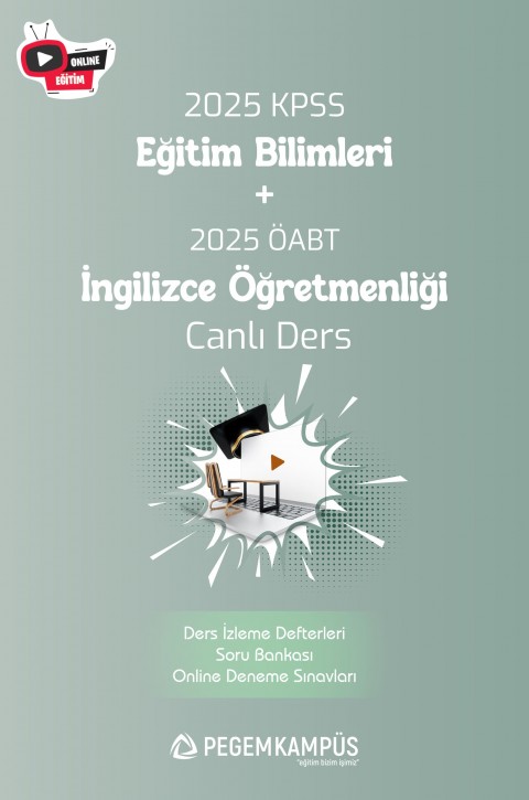 2025 KPSS Eğitim Bilimleri + ÖABT İngilizce Öğretmenliği Canlı Dersler + Ders İzleme Defteri + Soru Bankası