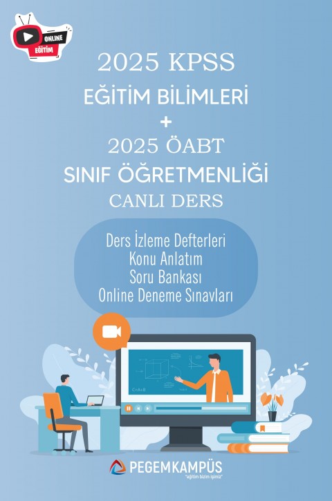 2025 KPSS Eğitim Bilimleri + ÖABT Sınıf Öğretmenliği Canlı Dersler + Ders İzleme Defteri + Konu Anlatım + Soru Bankası