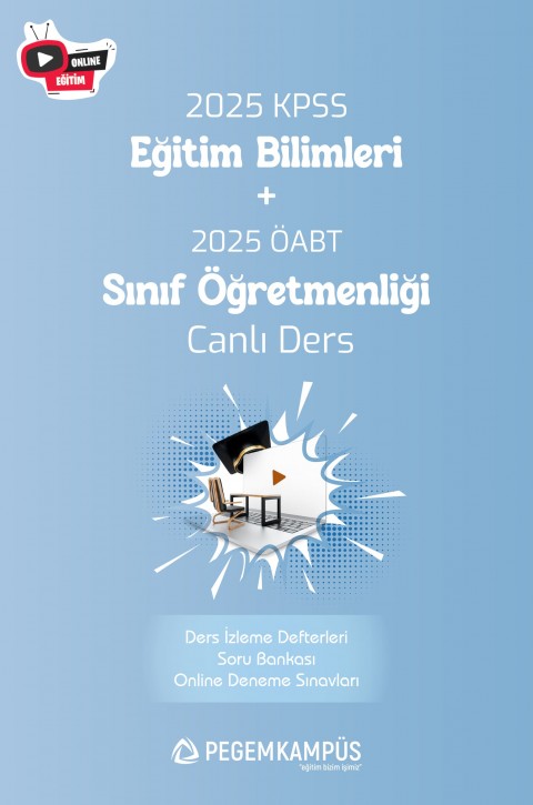 2025 KPSS Eğitim Bilimleri + ÖABT Sınıf Öğretmenliği Canlı Dersler + Ders İzleme Defteri + Soru Bankası