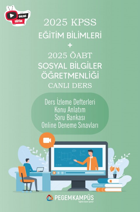 2025 KPSS Eğitim Bilimleri + ÖABT Sosyal Bilgiler Öğretmenliği Canlı Dersler + Ders İzleme Defteri + Konu Anlatım + Soru Bankası