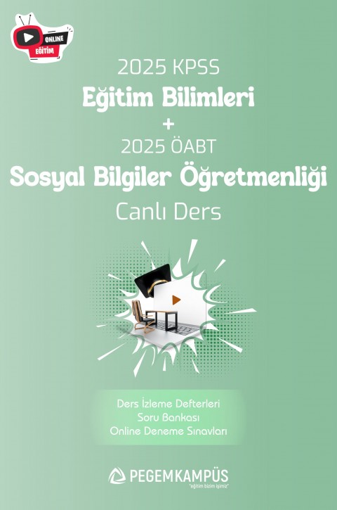 2025 KPSS Eğitim Bilimleri + ÖABT Sosyal Bilgiler Öğretmenliği Canlı Dersler + Ders İzleme Defteri + Soru Bankası
