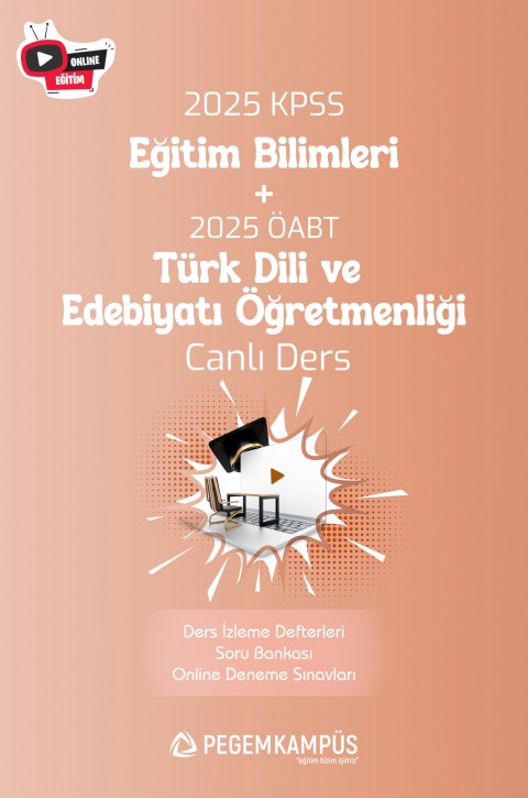 2025 KPSS Eğitim Bilimleri + ÖABT Türk Dili ve Edebiyatı Öğretmenliği Canlı Dersler + Ders İzleme Defteri + Soru Bankası