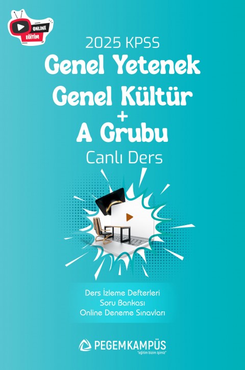 2025 KPSS Genel Yetenek Genel Kültür + A Grubu Canlı Dersler + Ders İzleme Defteri + Soru Bankası