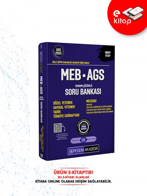 2025 MEB-AGS E-Soru Bankası Tamamı Çözümlü Sözel Yetenek-Sayısal Yetenek-Tarih-Türkiye Coğrafyası-Mevzuat