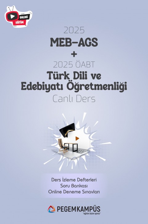 2025 MEB-AGS + ÖABT Türk Dili ve Edebiyatı Öğretmenliği Canlı Dersler + Ders İzleme Defteri + Soru Bankası
