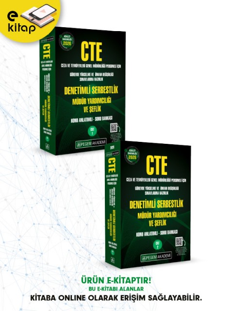 2026 CTE Adalet Bakanlığı Ceza ve Tevkifevleri Genel Müdürlüğü Görevde Yükselme ve Ünvan Değişikliği Sınavı Konu Anlatımlı Soru Bankası Denetimli Serbestlik Müdür Yardımcılığı ve Şeflik (Cilt-1 ve Cilt-2) E-Kitap