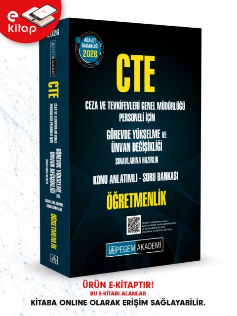 2026 CTE Adalet Bakanlığı Ceza ve Tevkifevleri Genel Müdürlüğü Görevde Yükselme ve Ünvan Değişikliği Sınavlarına Hazırlık Konu Anlatımlı Soru Bankası ÖĞRETMENLİK E-Kitap