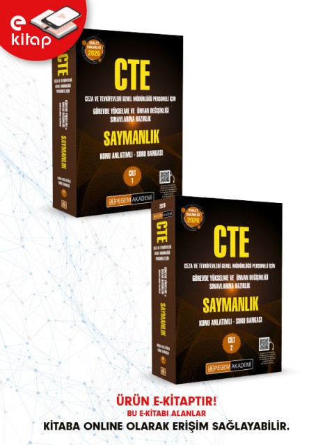2026 CTE Adalet Bakanlığı Ceza ve Tevkifevleri Genel Müdürlüğü Personeli İçin Görevde Yükselme ve Ünvan Değişikliği Sınavlarına Hazırlık Konu Anlatımlı Soru Bankası Saymanlık (Cilt-1 ve Cilt-2) E-Kitap