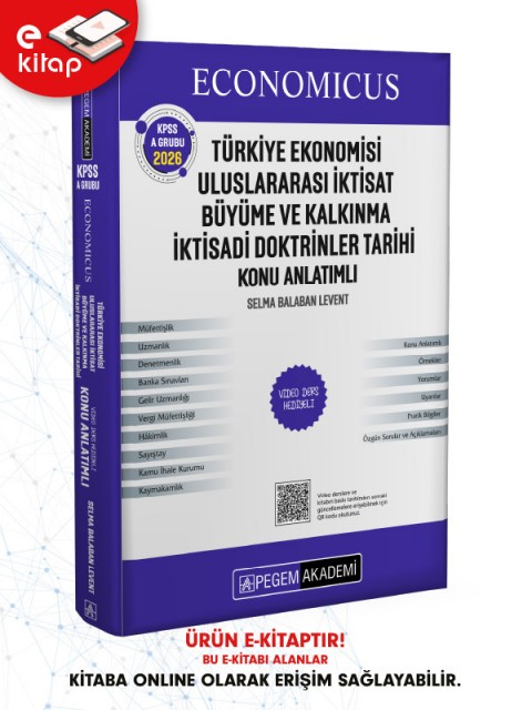 2026 KPSS A Grubu Economicus Türkiye Ekonomisi, Uluslararası İktisat, Büyüme ve Kalkınma, İktisadi Doktrinler Tarihi Konu Anlatımlı E-Kitap