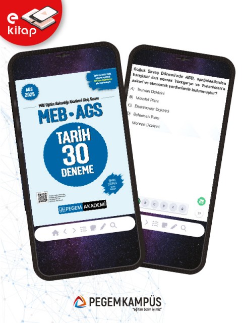 2026 MEB-AGS Tarih Tamamı Çözümlü 30 Deneme E-Kitap