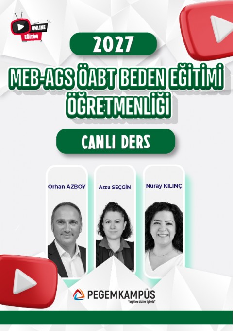 2027 MEB-AGS + ÖABT Beden Eğitimi Öğretmenliği Canlı Dersler + Ders İzleme Defteri + Soru Bankası