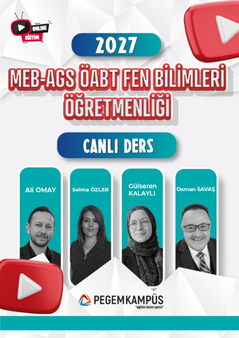 2027 MEB-AGS ÖABT Fen Bilimleri Öğretmenliği Canlı Ders + Ders İzleme Defteri + Soru Bankası
