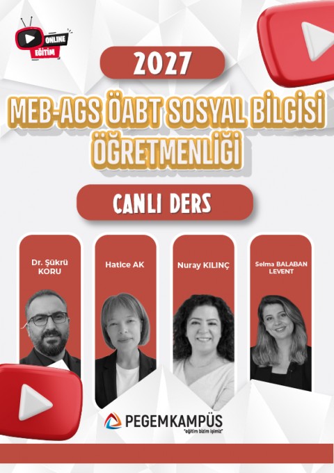 2027 MEB-AGS + ÖABT Sosyal Bilgiler Öğretmenliği Canlı Dersler + Ders İzleme Defteri + Soru Bankası