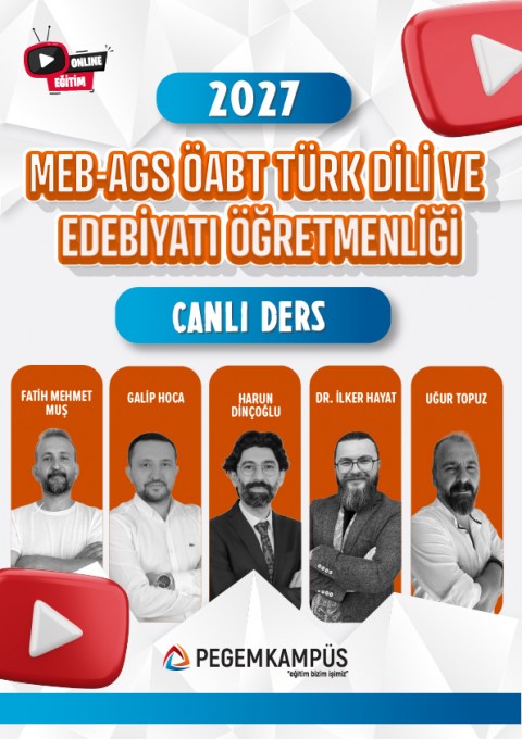 2027 MEB-AGS ÖABT Türk Dili ve Edebiyatı Öğretmenliği Canlı Ders + Ders İzleme Defteri + Soru Bankas